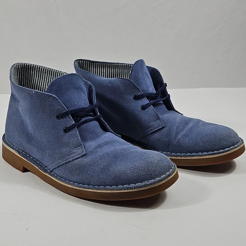 Clarks Bushacre 2 Dusty Blue Suede Leather Lace Up Desert Chukka Ankle Boot